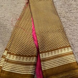 Mustered color printed matka silk saree